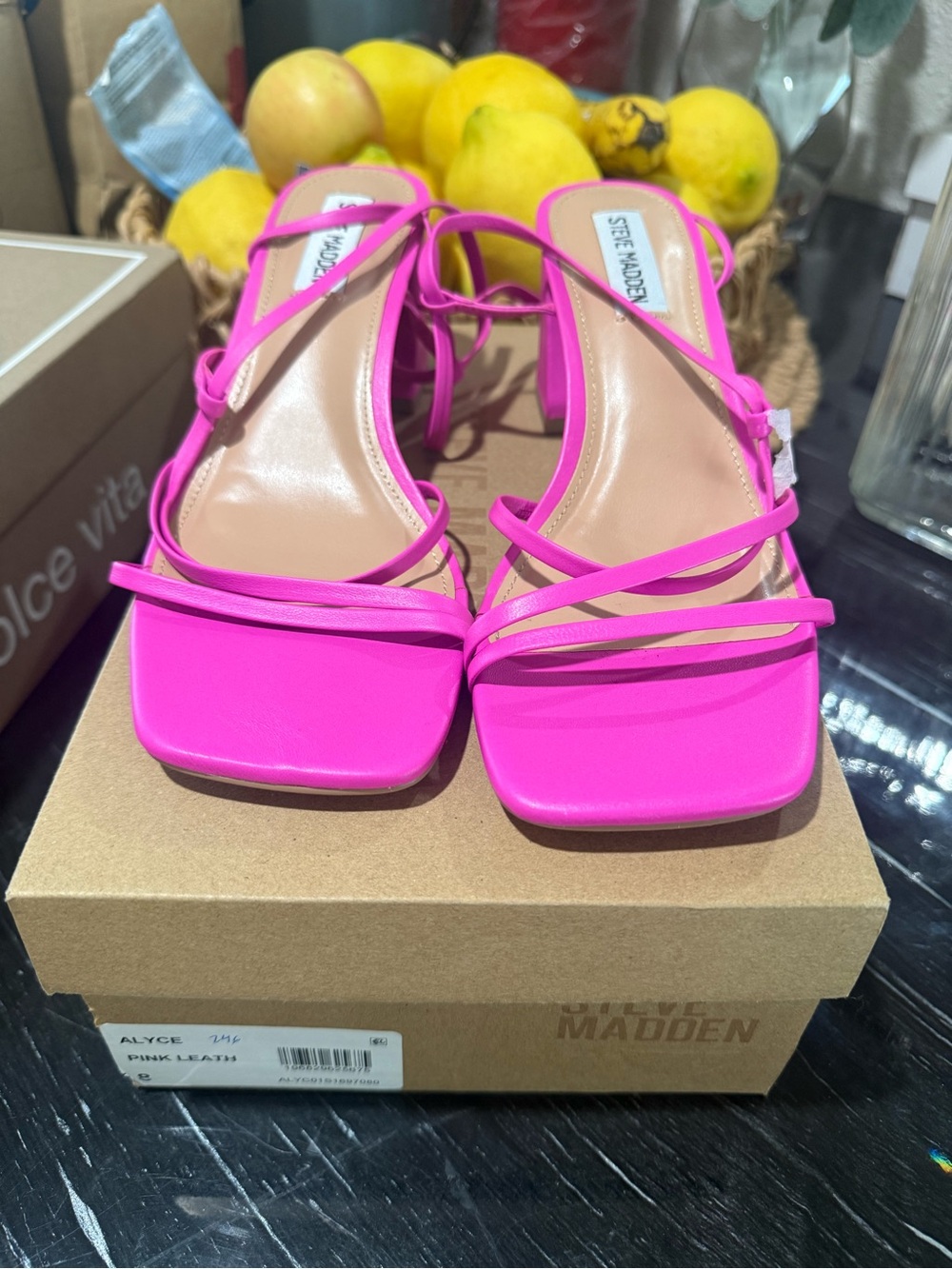 Steve Madden Pink Strappy Block Heel Sandals - Picture 2 of 4